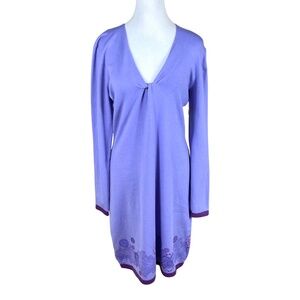 Title Nine Knit Dress Cotton Purple Patterned Hem (M) NWT